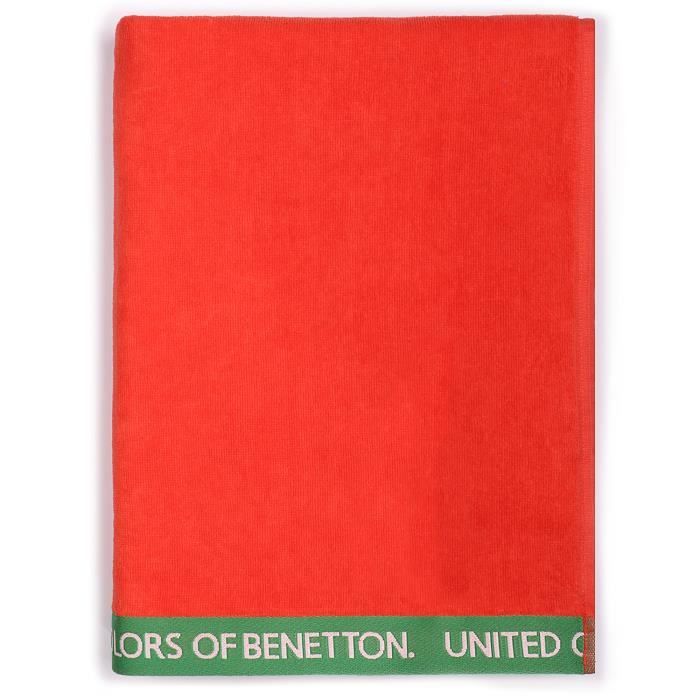 UNITED COLORS OF BENETTON CASA Benetton Serviette de Plage 90 x 160 cm 380 g/m² Velours 100% Coton Rouge 90 x 160 cm