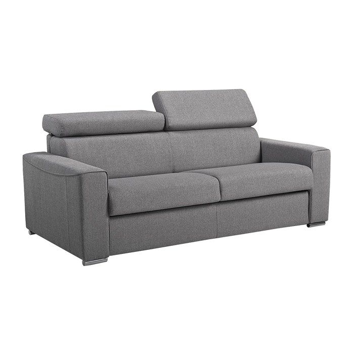 Canapé 3 places convertible express en tissu gris - couchage lattes larges 140 cm - Matelas 18 cm avec mémoire de forme VIZIR Canapé 3 places convertible express en tissu gris - couchage lattes larges 140 cm - Matelas 18 cm avec mémoire de forme VIZIR