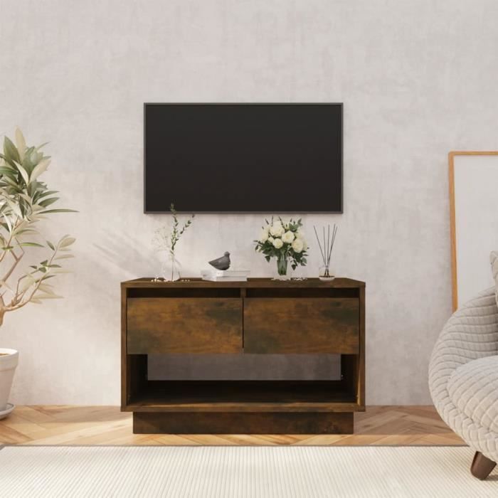 vidaXL Meuble TV Chêne fumé 70 x 41 x 44 cm Aggloméré