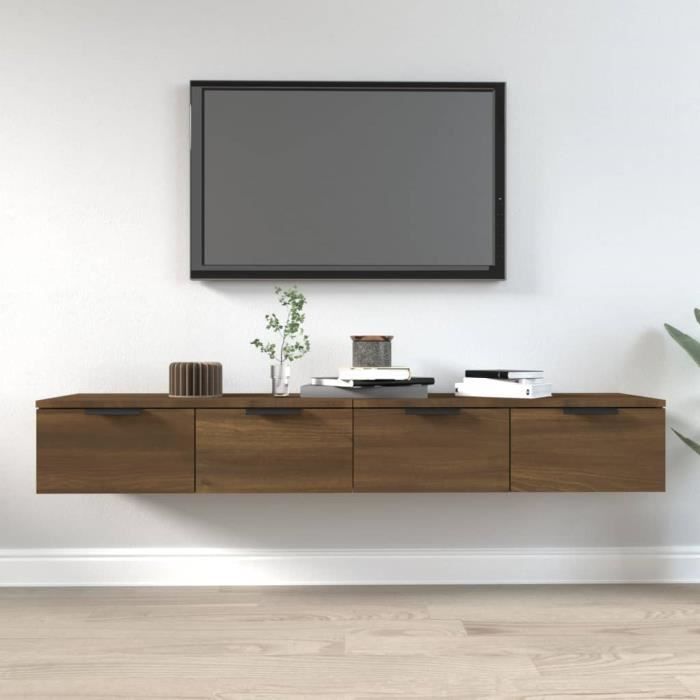 Armoire Murale Flottante Chêne Marron - 68x30x20 Cm | Bois D'ingénierie, Charge 60 Kg | Rangement Salon/bureau - 7