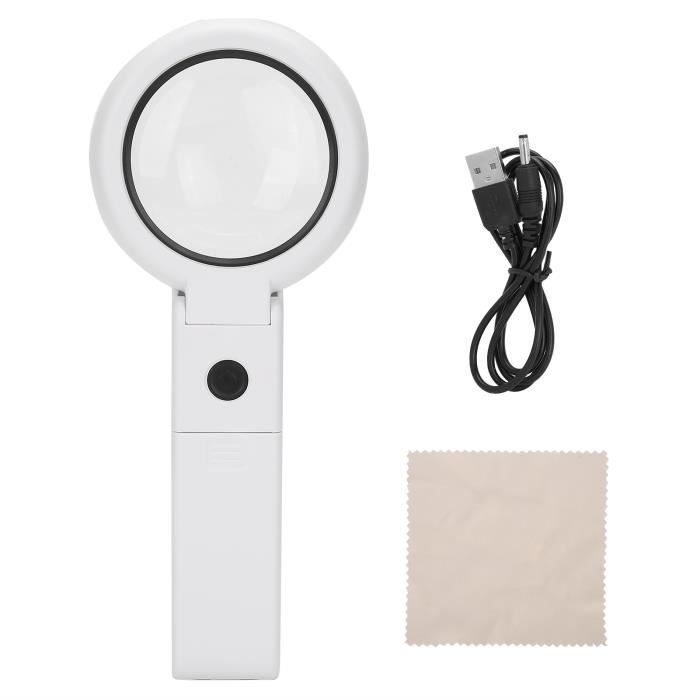 Loupe Portable éclairée 5X/10X Avec 12 LEDs - Pour Lecture, Bricolage, Collection