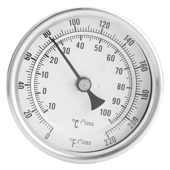 Kit Thermomètre Analogique Brassage Maison - 3 Cadrans, 2 Sondes - 0-220°F / -10-100°C - Pour Bouilloire, Vin, Bière - Filetage 1/2 NPT