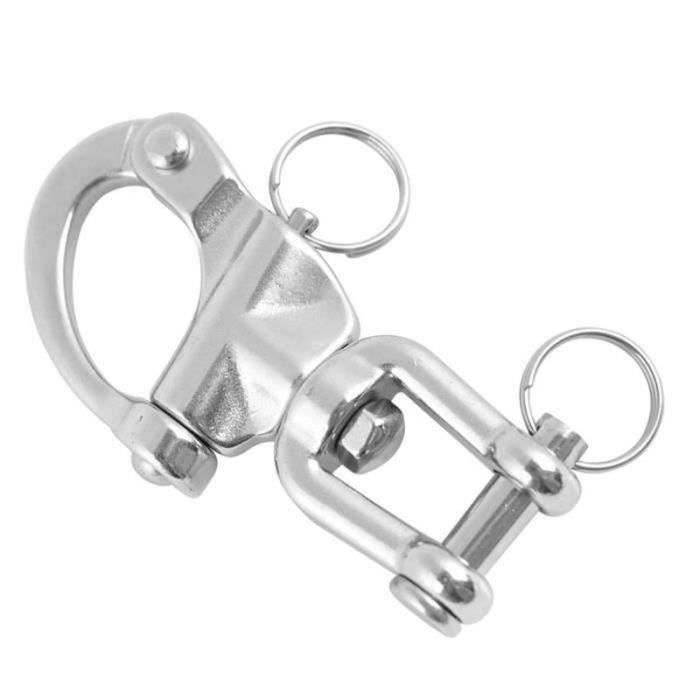 2 Mousquetons Pivotants 68 Mm – Acier Inoxydable 316, œil Ovale, Rotation 360°, Pour Plongée Et Plein Air