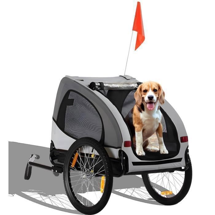 Remorque vélo pour chien - Zoomundo - Buddy - Gris - Pliable et facile à ranger