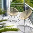TECTAKE Lot de 2 chaises de jardin pliantes SANTANA avec Cordage élastique en polyéthylène Design rétro style acapulco Beige-1