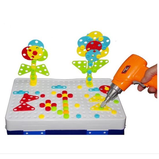 Focenat Coffret Montessori - Boîte à Outils Magique Puzzle 3D Avec Perceuse - 32 Pièces Et Outils - Dès 3 Ans - Motif Chien