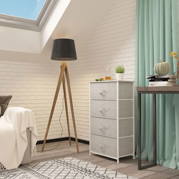 YITAHOME Commode pour Chambre à Coucher avec 7 tiroirs en Tissu, Commode avec 2 Prises, 2 Ports USB et Bande Lumineuse LED, Meuble TV avec Crochets latéraux, Gris Clair