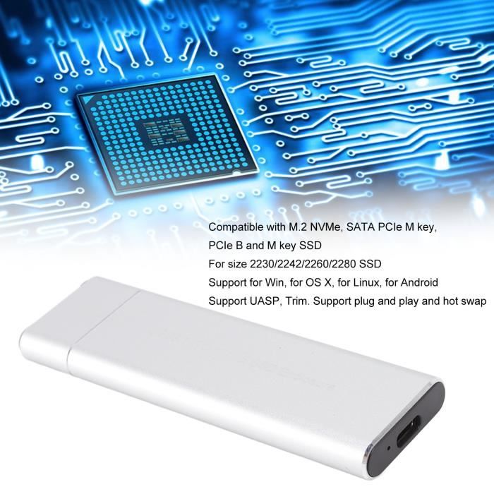 Clé USB boitier en aluminium pour SSD M2 vers USB3 (USB 3.0 5G) pour SSD M2  de type SATA format 2230 2242 2280 - Cdiscount Informatique
