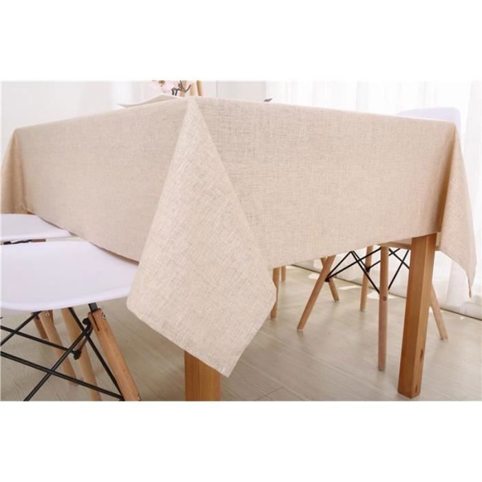Nappe Rectangulaire Anti-Taches PVC Imperméable Beige 152x264 Cm - Facile à Nettoyer