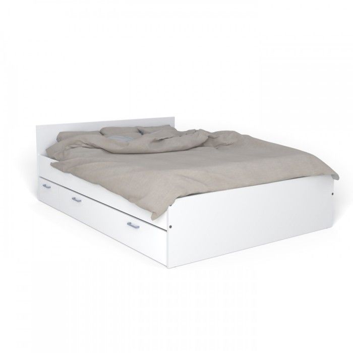 Lit ATLANTA 140 x 200 avec sommier et matelas CARLTON / Blanc