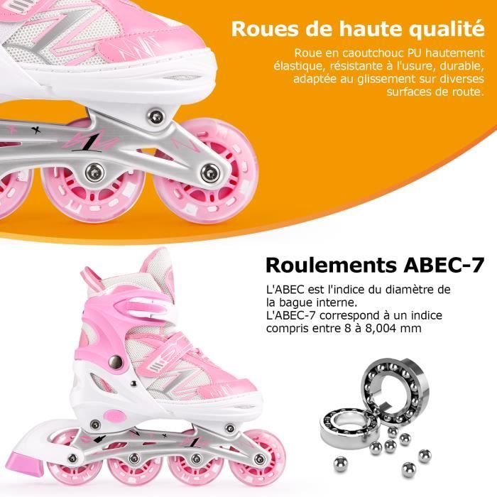 Roller fille - Roller en ligne réglable - Roller femme - Rollers Enfants -  Roller lumineuse ajustable S(31-34 )M(35-38)L(39-42) - Achat / Vente Rollers  en Ligne Enfant Adu - Cdiscount