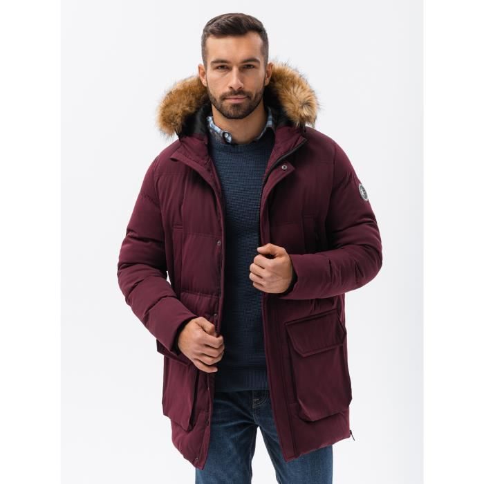 Manteau Hiver Matelassé pour Homme avec capuche à fourrure et