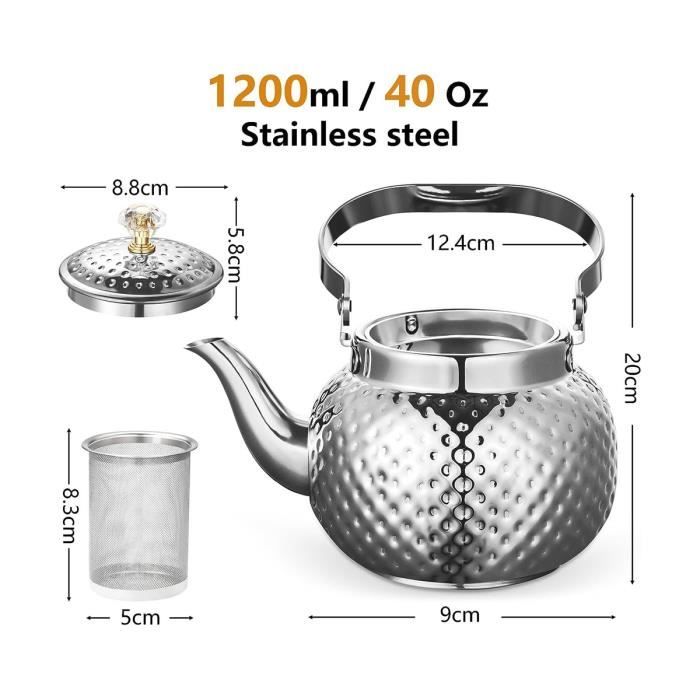 Théière avec infuseur Feuille de thé en vrac 2 litres en acier