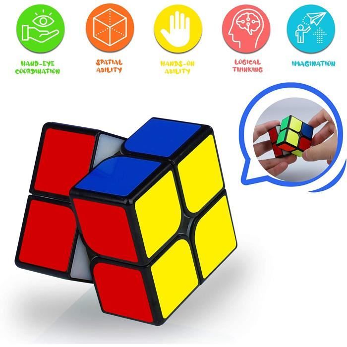 XMD Speed Cube 2x2 less, Cube de Vitesse 2x2x2 Cube Magique pour Garcon