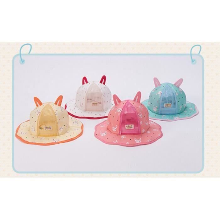 EOZY Chapeau Bob Coton Naissance Bébé Fille Garçon Solaire Anti-UV UPF50 Casquette Pliable Été Cartoon Animal Mignon Voyage Outdoor, Rose Oreilles, 2-4 Ans