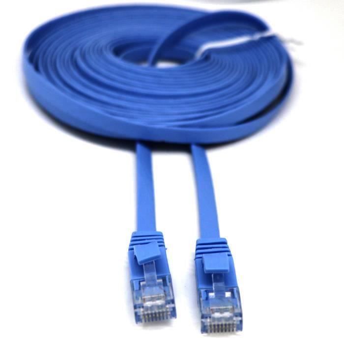 15M réseau Ethernet RJ45 CAT6 LAN Câble plat UTP Patch routeur Lot  Intéressant