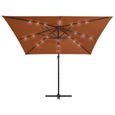 Parasol mobilier de jardin déporté avec lumières LED - Marque - Modèle - Orange - Rectangulaire - Mât déporté-2