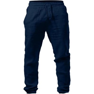 Pantalon Homme En Lin Léger - Taille Élastique Avec Cordon - Coupe Ample - Pour Été, Vacances, Plage - Blanc Et Autres Couleurs - 3