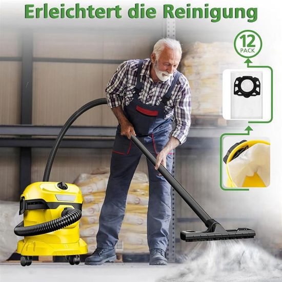 Lot De 5 Sacs Filtrants Non-tissés Pour Aspirateur Robot Karcher - Compatible KFI357, KA40, WD2, WD3, SE4001 - Alternative 2.863-314.0 - 12