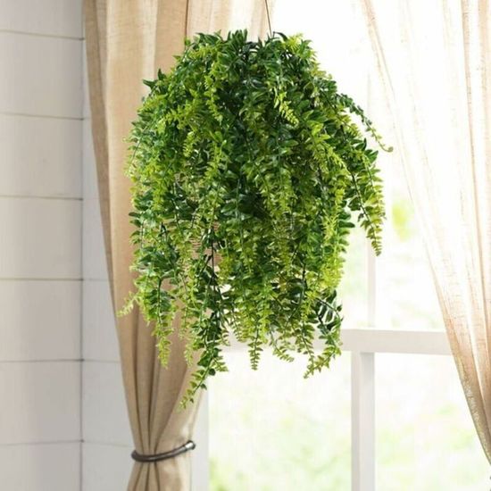Fougères Artificielles Tombantes 80cm Lot De 8 - Plantes Suspension Vertes Pour Déco Intérieur/Extérieur