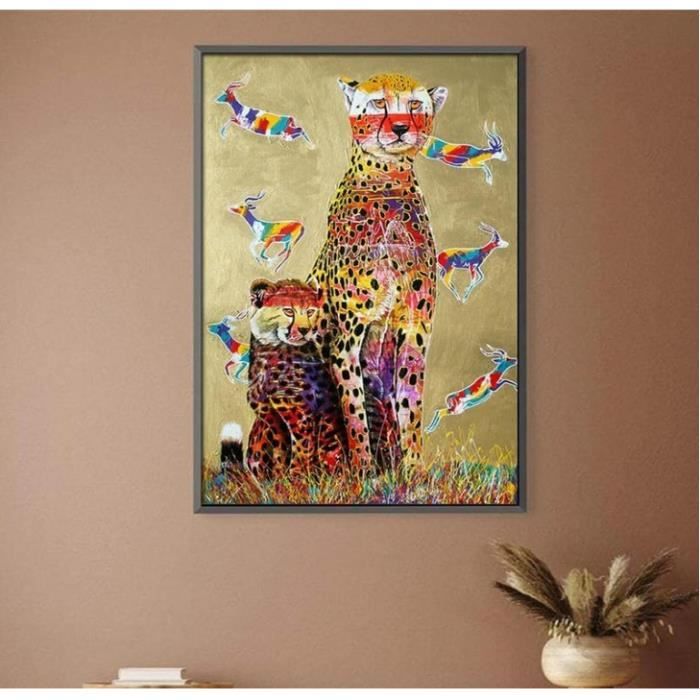 Peinture sur toile moderne arc-en-ciel léopard art toile peintures