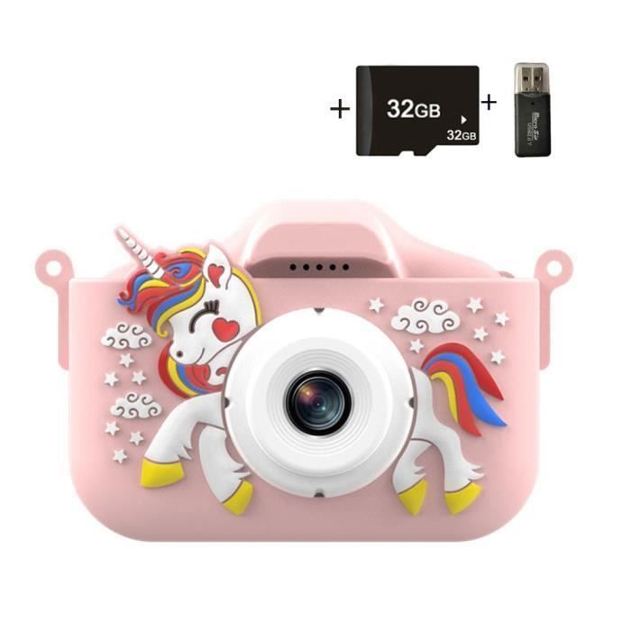 GlobalCrown Appareil Photo Pour Enfants,Mini Caméra Numérique Rechargeable Caméscope Antichoc Photo Vidéo Pour Filles Garçons De 3 à 10 Ans, Vidéo HD 1080p Pour Jeu En Plein Air (32G Carte Incluse