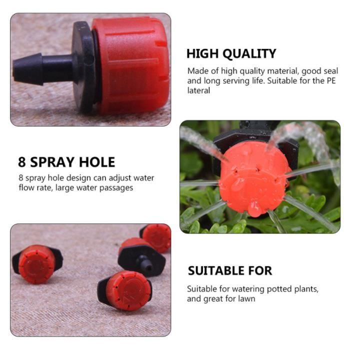 100 Goutteurs D'irrigation Réglables - Débit 0-70L/H - Pour Système Goutte à Goutte Jardin - Compatible Tuyaux 4/7mm