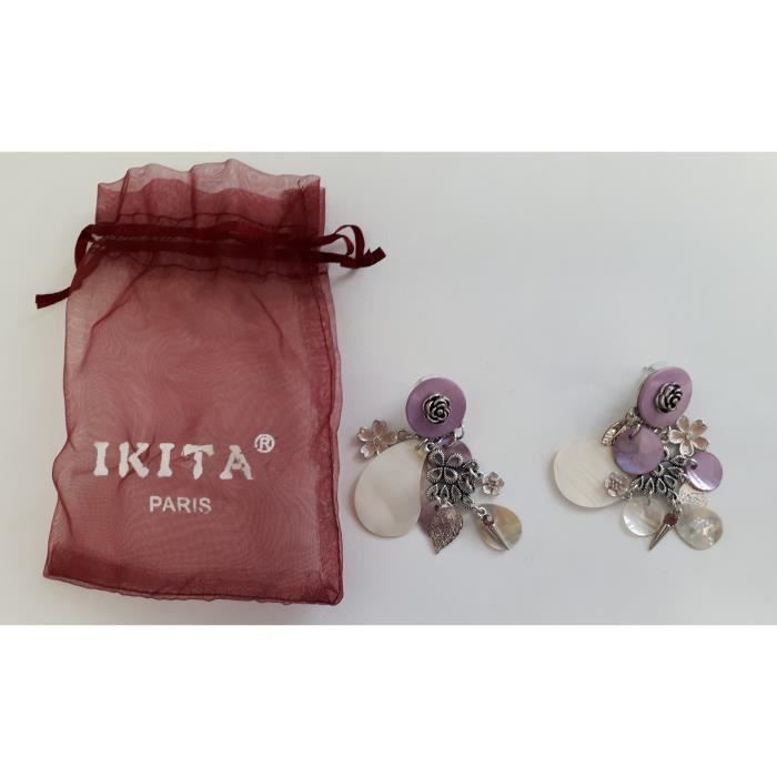 Boucles D'Oreilles IKITA Paris - Gouttes Métal Émail Vert (Neuf Avec étiquettes)