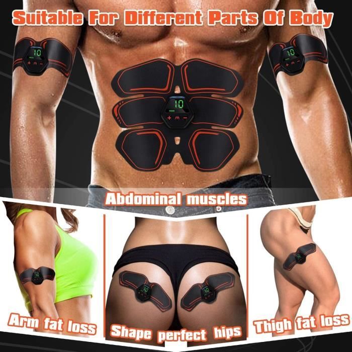 Ceinture D'électrostimulation Abdominale AILEDA - Stimulation Musculaire EMS - Pour Abdos, Bras, Jambes, Fessiers - Rechargeable