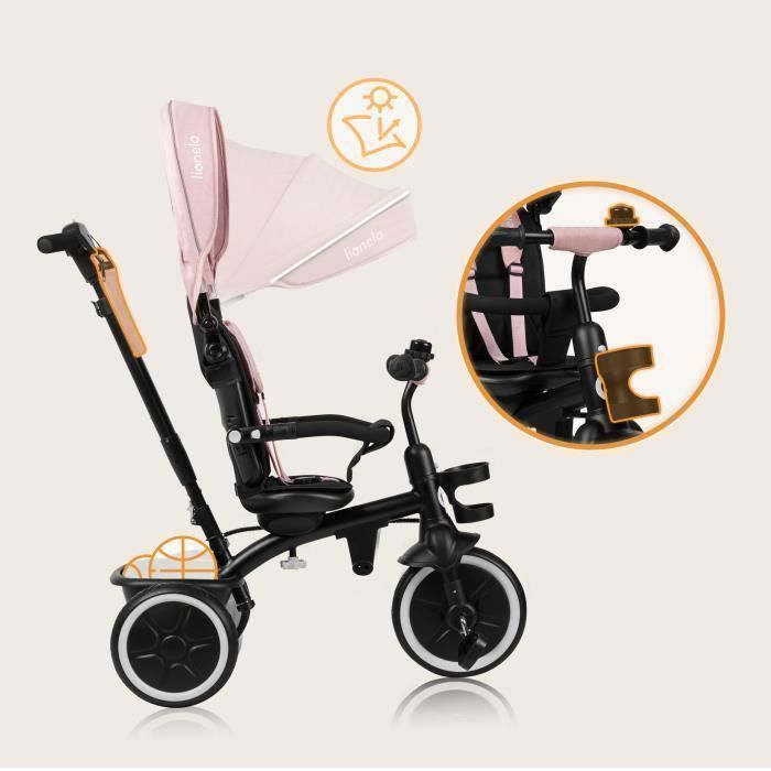 LIONELO Berry – Tricycle Évolutif 9 Mois – 5 Ans – Poussette / Tricycle – Siège Pivotant 360°, Roues PU, Poignée Réglable, Jusqu’à 25 Kg – Sans Outils