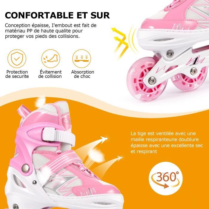 Roller fille - Roller en ligne réglable - Roller femme - Rollers