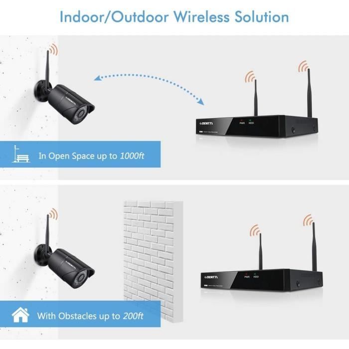 Kit Caméra Surveillance Wifi Extérieure Sans Fil,2K 8Ch Système De Cctv ...