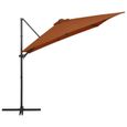 Parasol mobilier de jardin déporté avec lumières LED - Marque - Modèle - Orange - Rectangulaire - Mât déporté-3