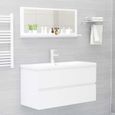 9049NEW FR® Chic Miroir de salle de bain Contemporain,Miroir mural Moderne Pour salle de bain Salon Chambre Blanc brillant 90x10,5x3-3