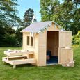 Cabane enfant en bois Soulet - Blanche - Table et mini-cuisine - 3 à 12 ans-3