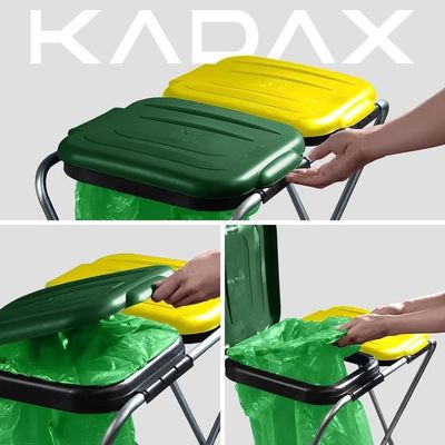 KADAX Support pour sac poubelle double - 5 versions de couleurs - Support  pour tri sélectif avec couvercle en plastique - Pour sacs de 120 l