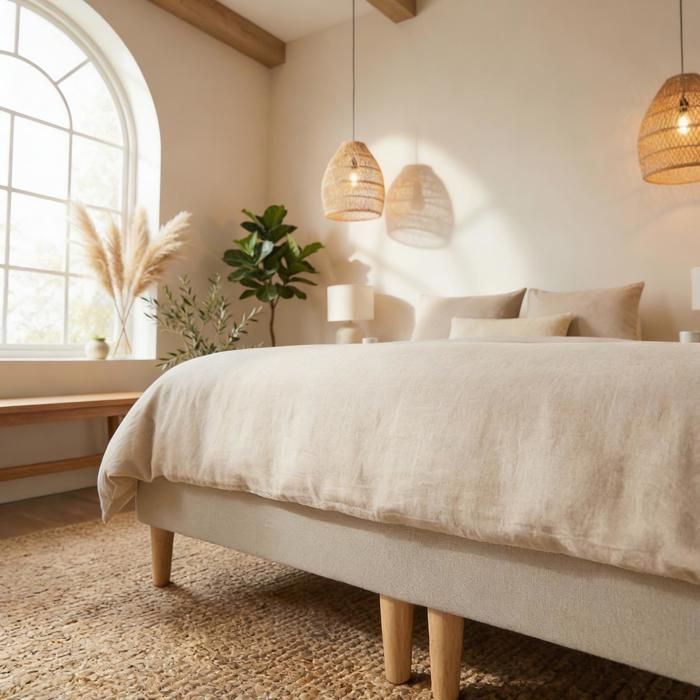 Lit à sommier tapissier Dream-Well Bouclé Crème-Blanc 180x200 cm avec matelas et surmatelas