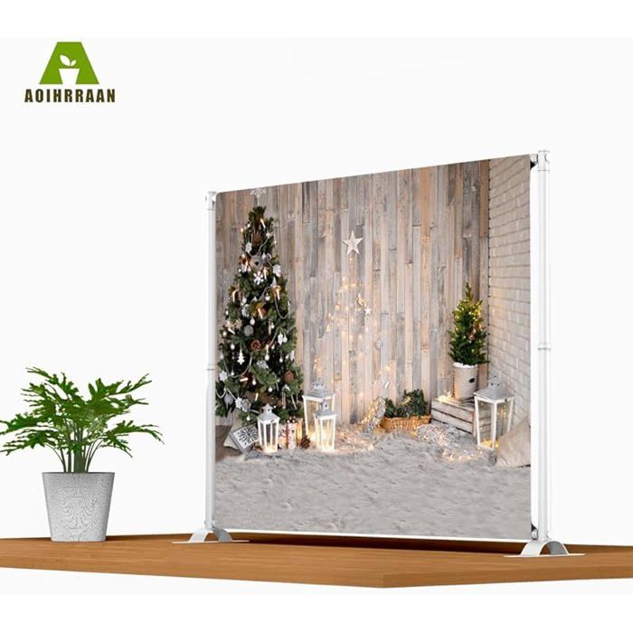 1.5x1.2m Toile De Fond Noël Photo Rustique Porte De Bois Grange Arbre De Noël
