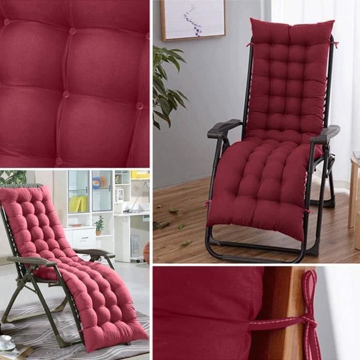 Coussin Épais Pour Chaise Longue Jardin 48x155 Cm – Rembourrage Confortable Coton/Polyester Intérieur/Extérieur