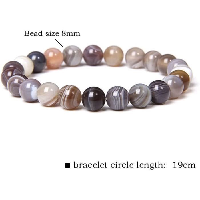 Bracelet homme prestige perles pierres de lave / de lune 10mm