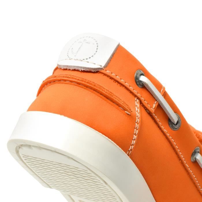 Chaussures Bateau Femme Seajure Vadu Cuir Nubuck Orange Semelle en  Caoutchouc Naturel Fabriqué au Portugal