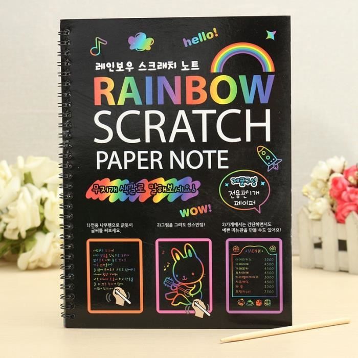 Bloc de Dessin de Carte à Gratter pour Enfant - SWAREY - Rainbow coloré -  19 * 26cm - Jeux éducatifs