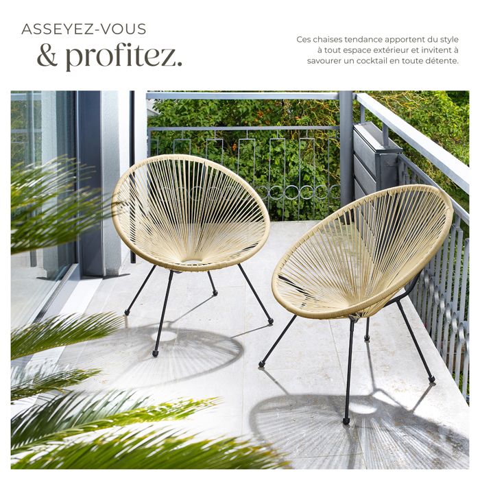 Tectake Lot de 2 chaises de jardin Santana - rose vif