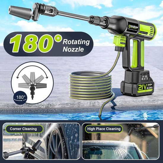 Nettoyeur Haute Pression Sans Fil 120Bar 1000W - Portable, Autonome, Idéal Pour Voiture, Jardin, Terrasse Et Extérieur