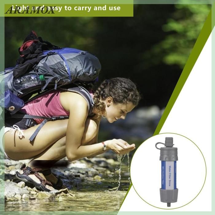 Filtre à Eau Portable Compact 1500L,Purificateur D'eau Randonnée Filtre Eau Personnel,Paille Filtrante Survie,Filtre à Eau D'urgence Ultra-Léger De 0,01 Micron Pour Le Camping En Plein Air Randonnée