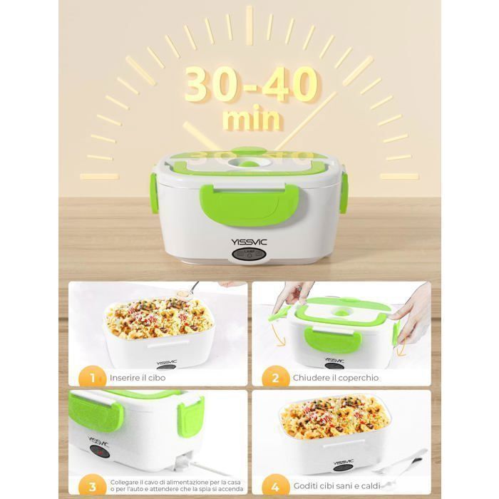 Boîte à Déjeuner Électrique Chauffante 1,5L 3-en-1 (12V/24V/220V) - Gamelle Portable 55W Pour Bureau, Voiture, Voyage, École