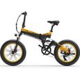 Vélo électrique pliant Bezior XF200 20 pouces VTT électrique adulte 48V 15Ah, Shimano 7 vitesses-Noir Jaune-0