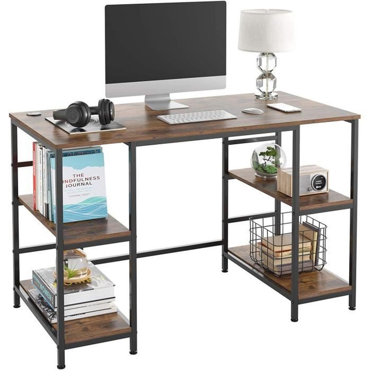 Homfa Table D Ordinateur Bureau D Etude Style Industriel Etageres Salon Avec Cadre En Fer Vintage 120x60x76 5cm Achat Vente Meuble Informatique Homfa Table D Ordinateur Bu Soldes Sur Cdiscount Des Le 20