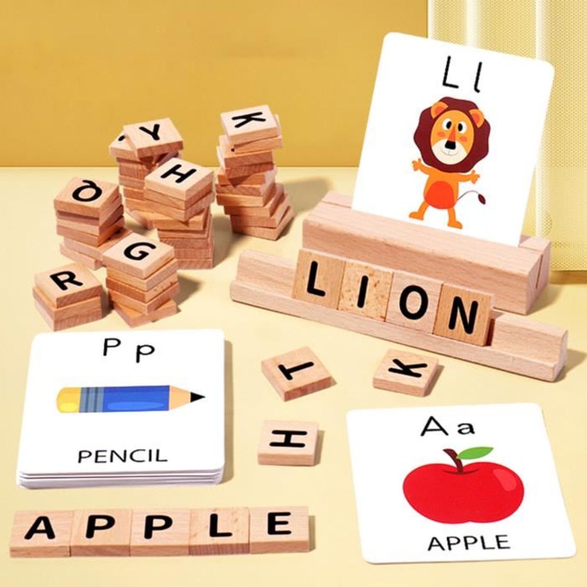 BLOCS EN BOIS, jeu d'orthographe, blocs de l'alphabet Abc pour garçons