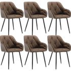 WOLTU Lot de 6 Chaises de Salle à Manger, Chaise de Cuisine Rembourrée en Simili Cuir, Pieds en Métal, Marron foncé W0ATT0145-6